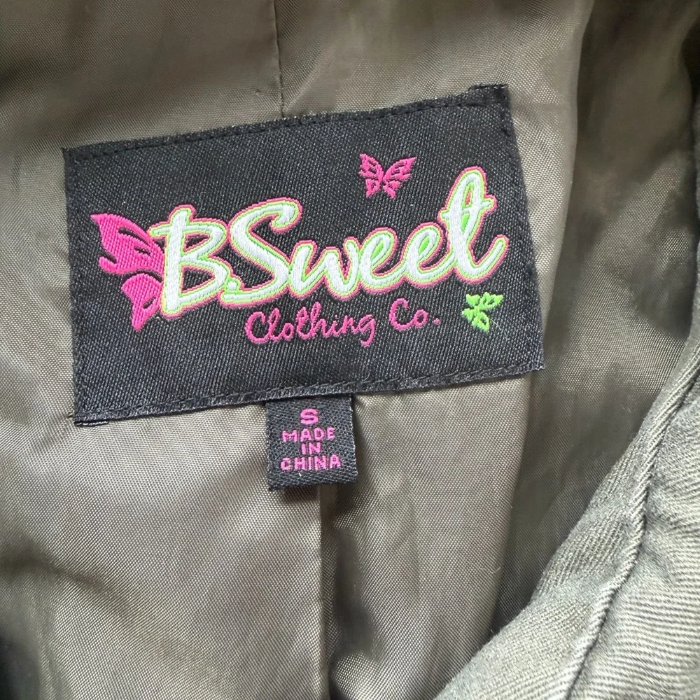 BSweet Clothing Co Army Olive Green Utility Adirondack Lined Coat Hood Women SM - Picture 3 of 8
